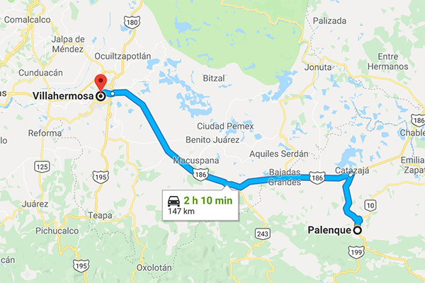 Palenque to Villahermosa
